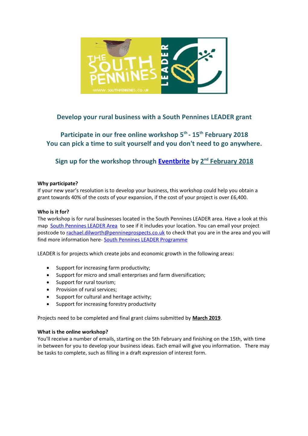 Develop Your Rural Business with a South Pennines LEADER Grant