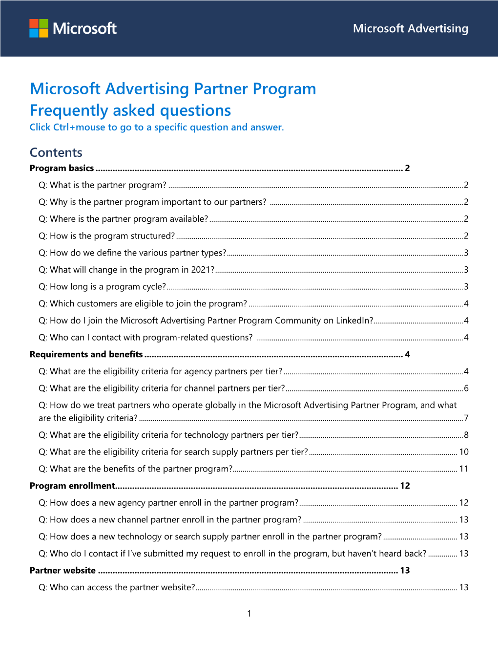 2021 Microsoft Advertising Partner Program