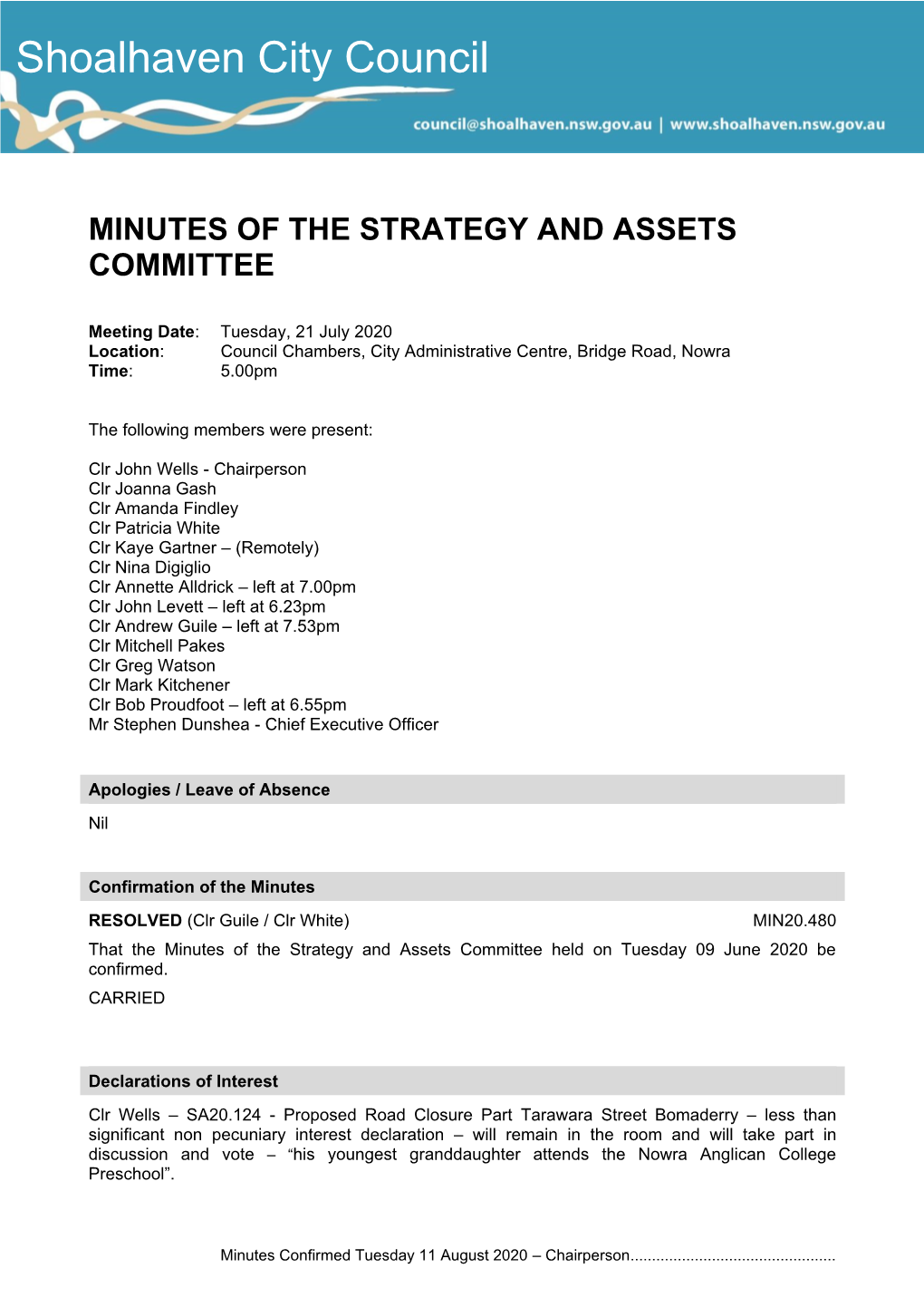 Minutes of Strategy and Assets Committee