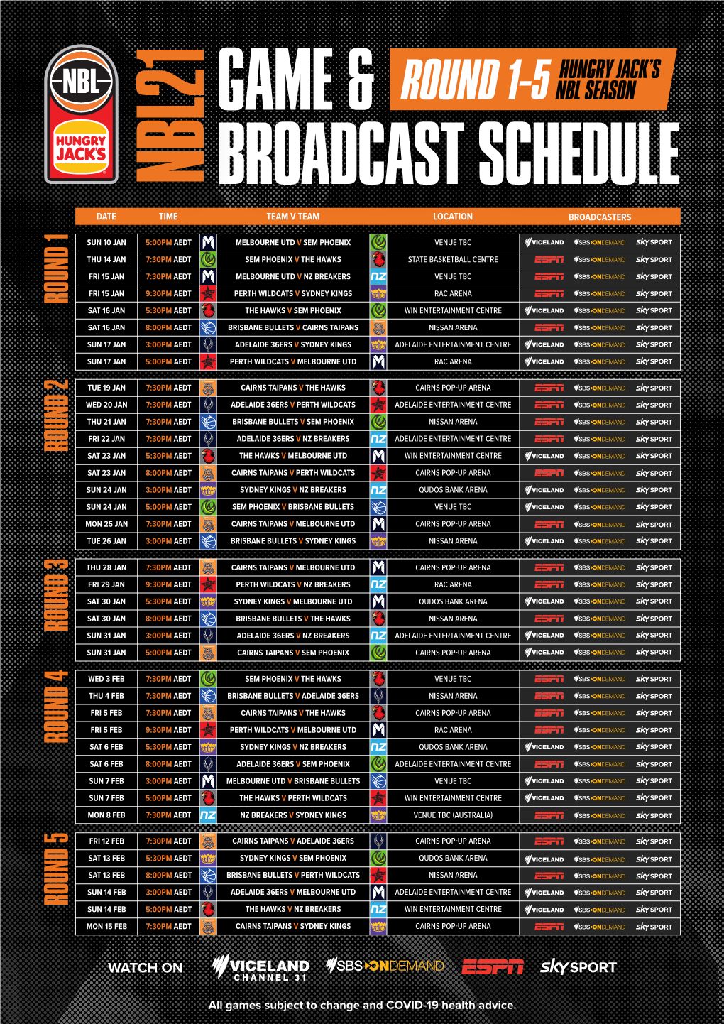 Game & Broadcast Schedule