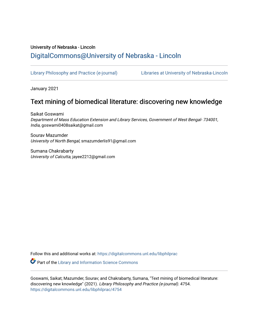 Text Mining of Biomedical Literature: Discovering New Knowledge