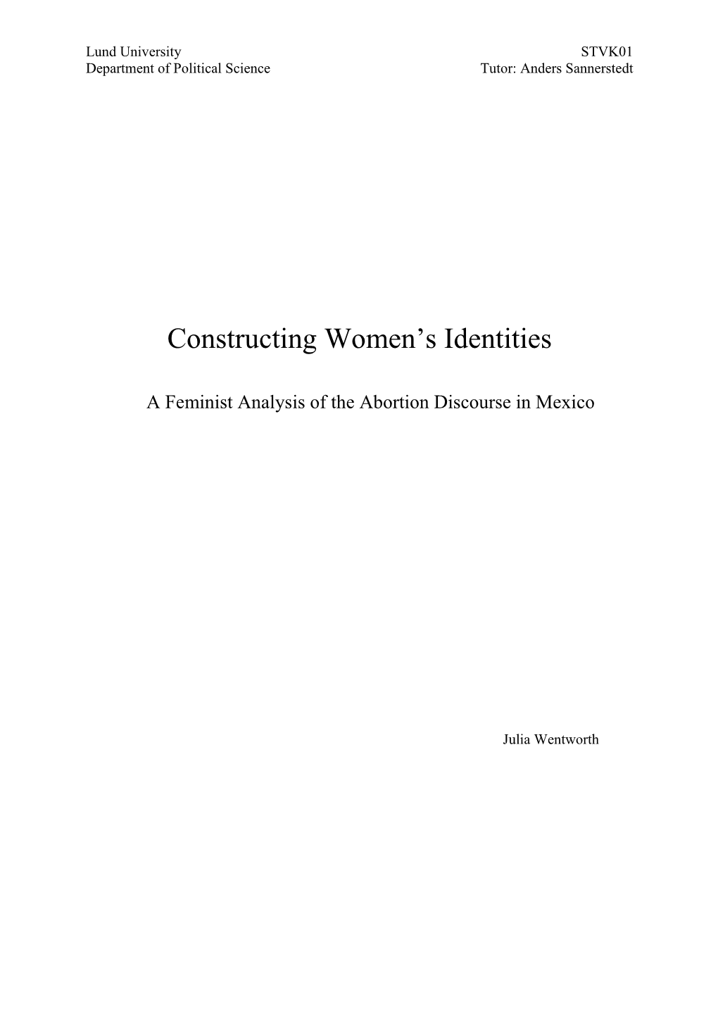 Constructing Women's Identities