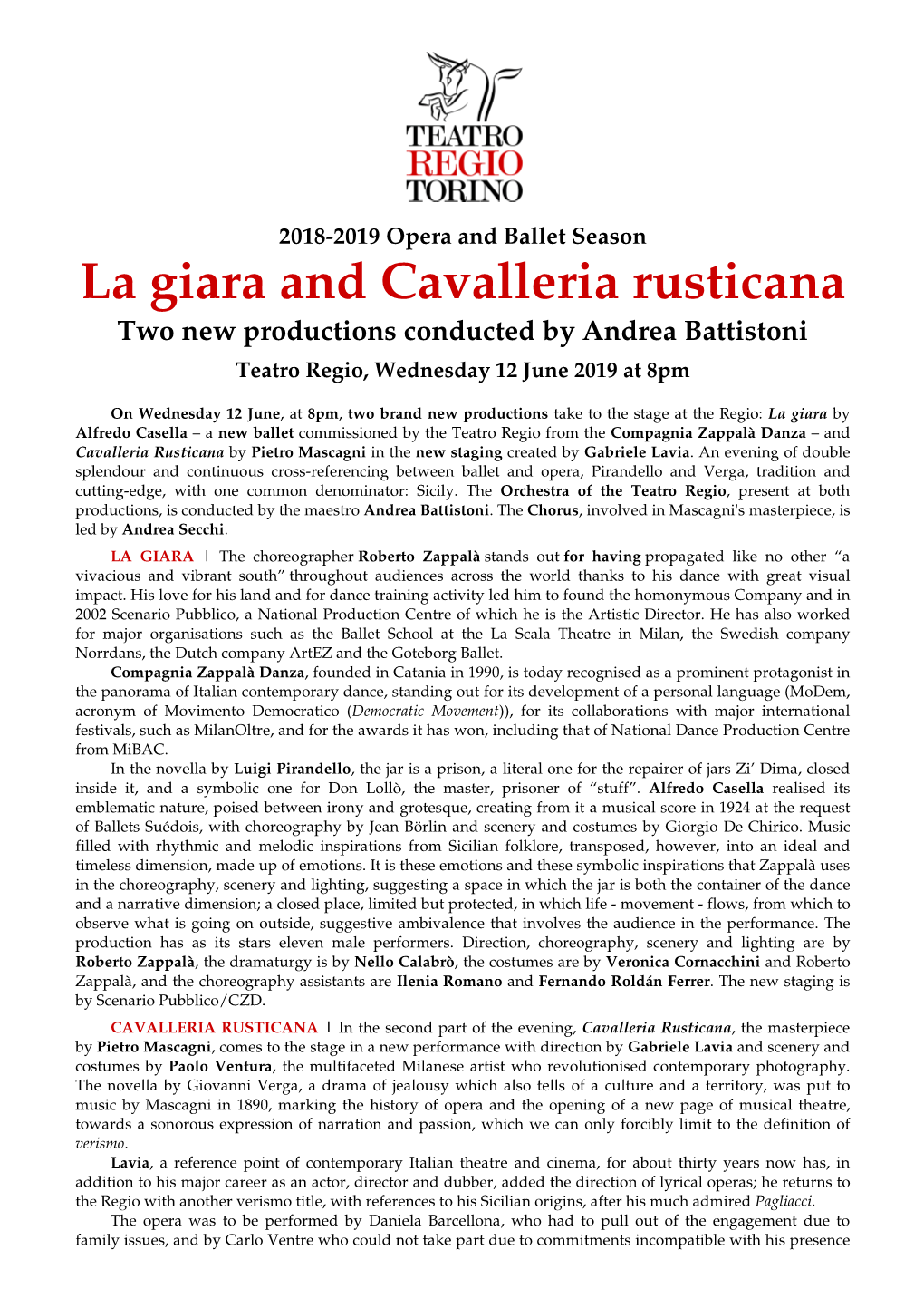 La Giara and Cavalleria Rusticana