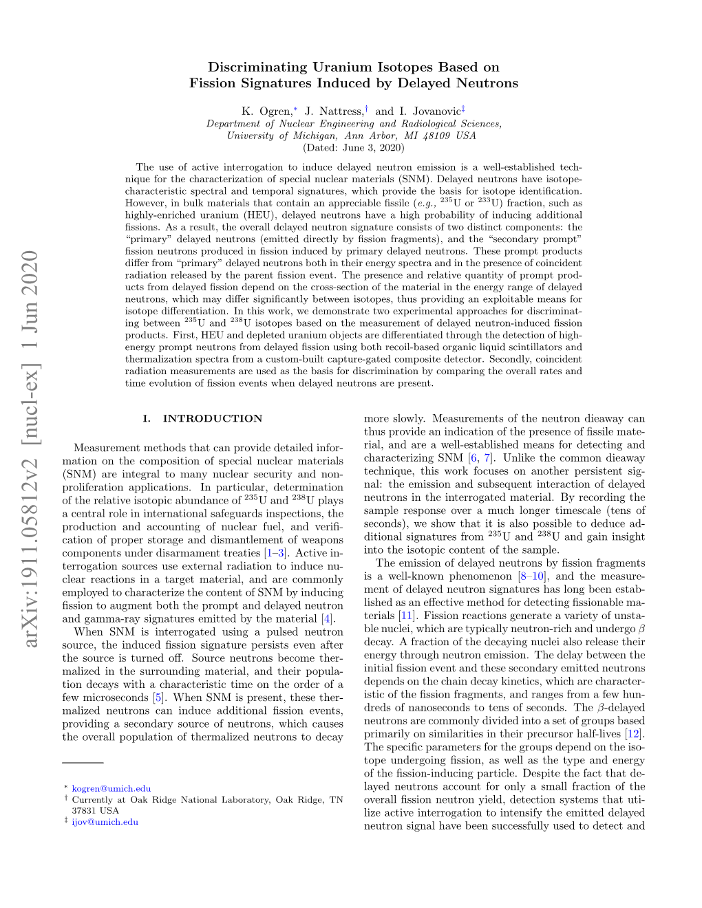 Discriminating Uranium Isotopes Based on Fission Signatures Induced by Delayed Neutrons