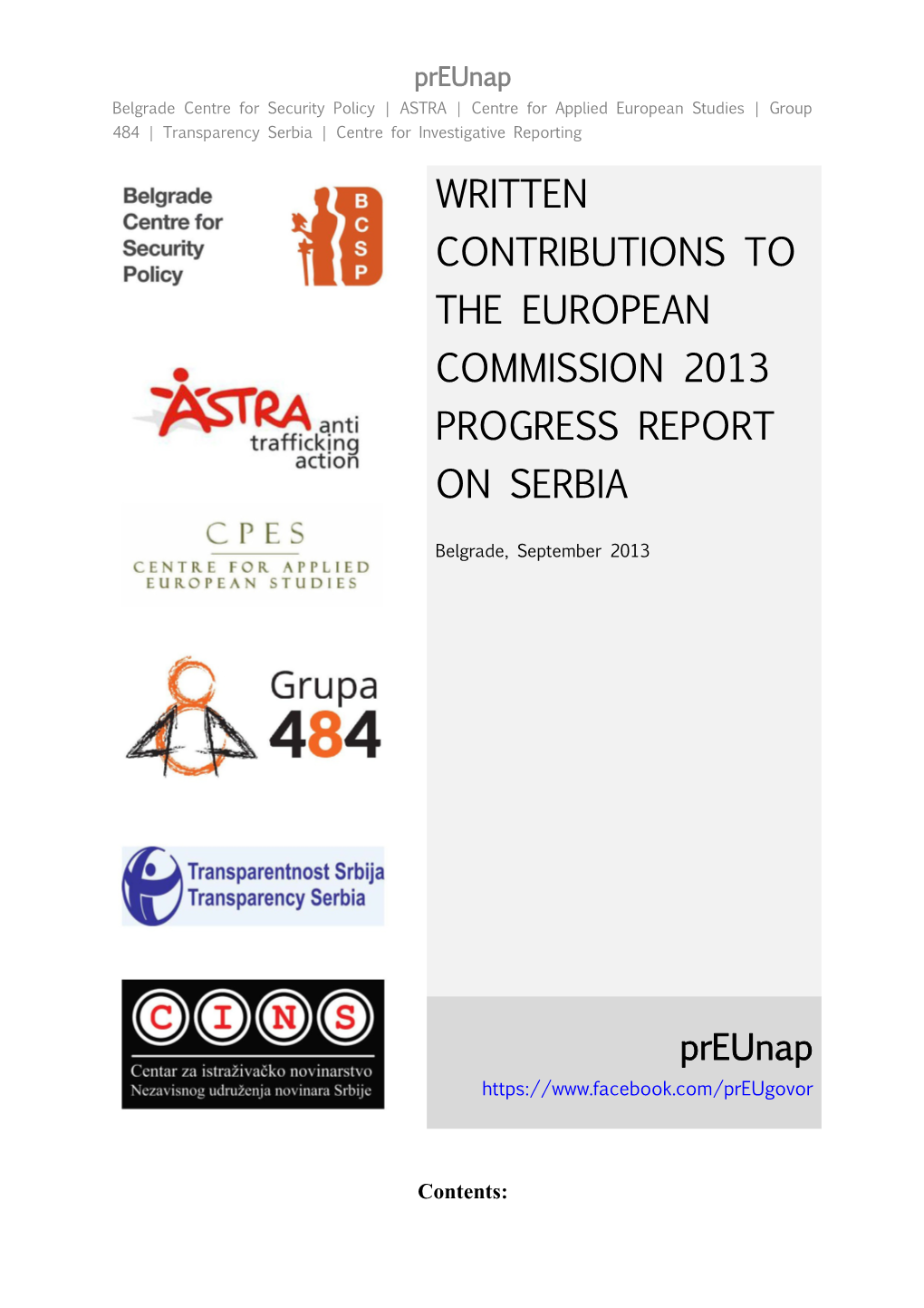 Implementation of the European Commission Recommendations from 2012 Progress Report 11