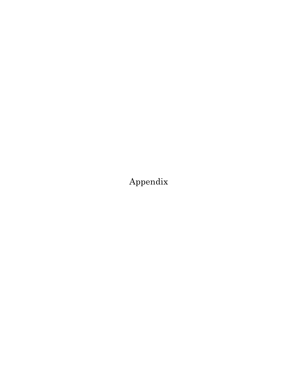 Appendix Table of Contents
