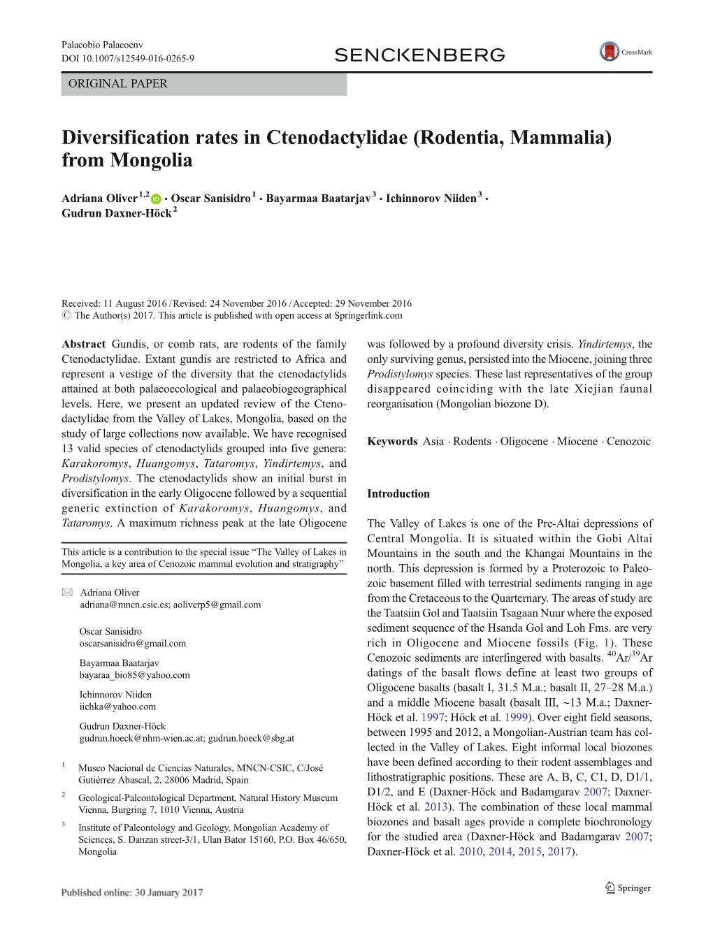 Diversification Rates in Ctenodactylidae (Rodentia, Mammalia) from Mongolia