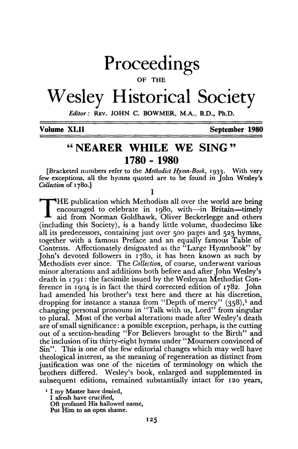 Proceedings Wesley Historical Society