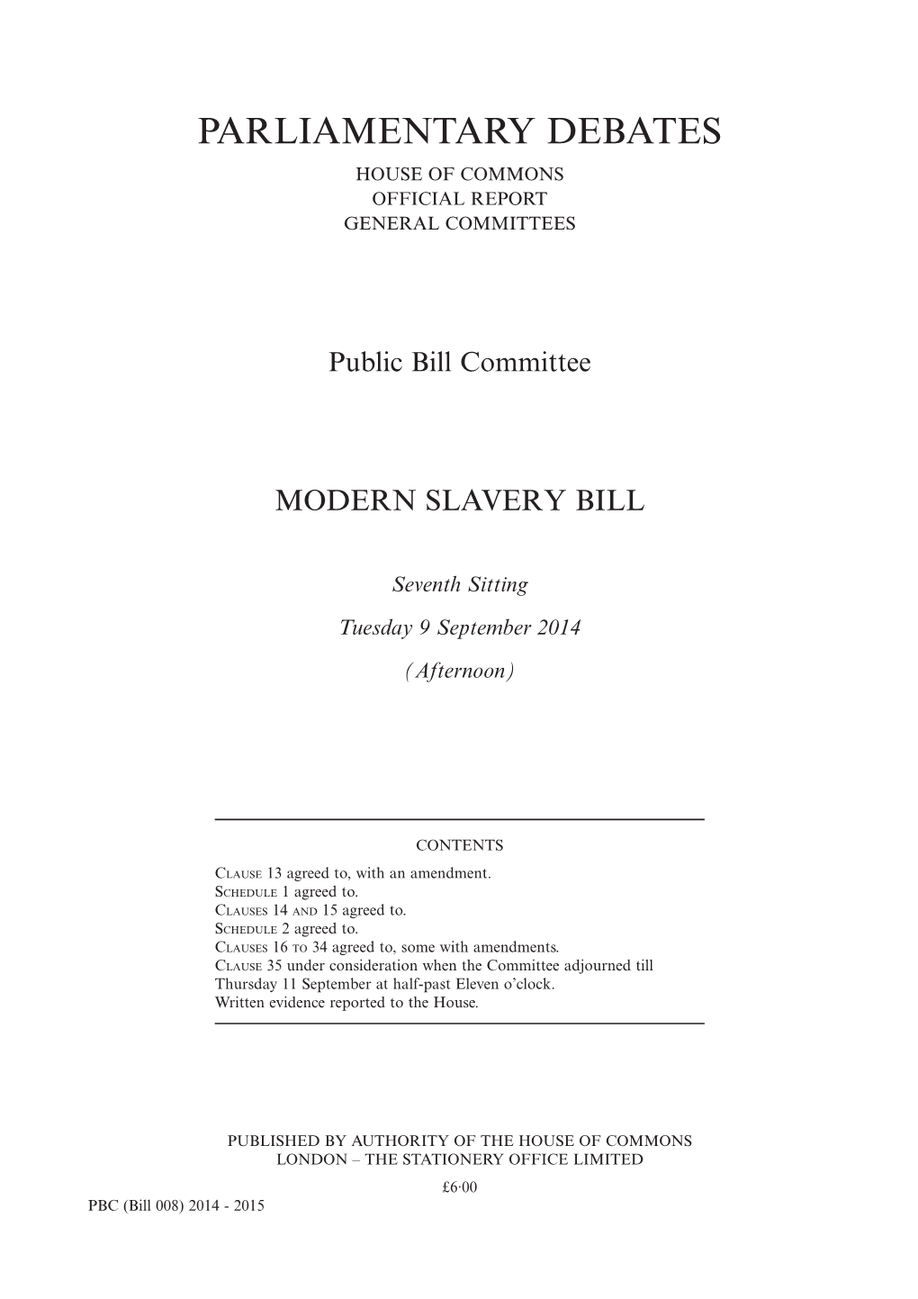 Parliamentary Debates House of Commons Official Report General Committees