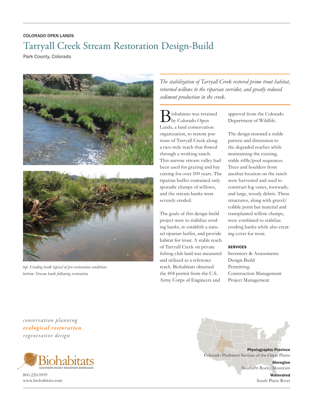 Tarryall Creek Stream Restoration Design-Build Park County, Colorado