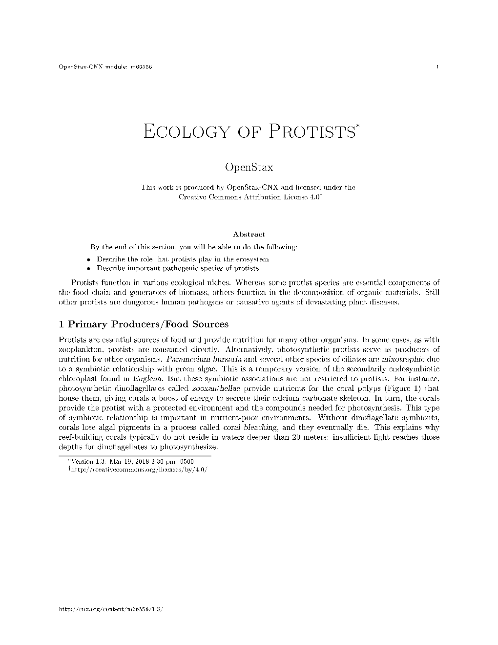 Ecology of Protists*