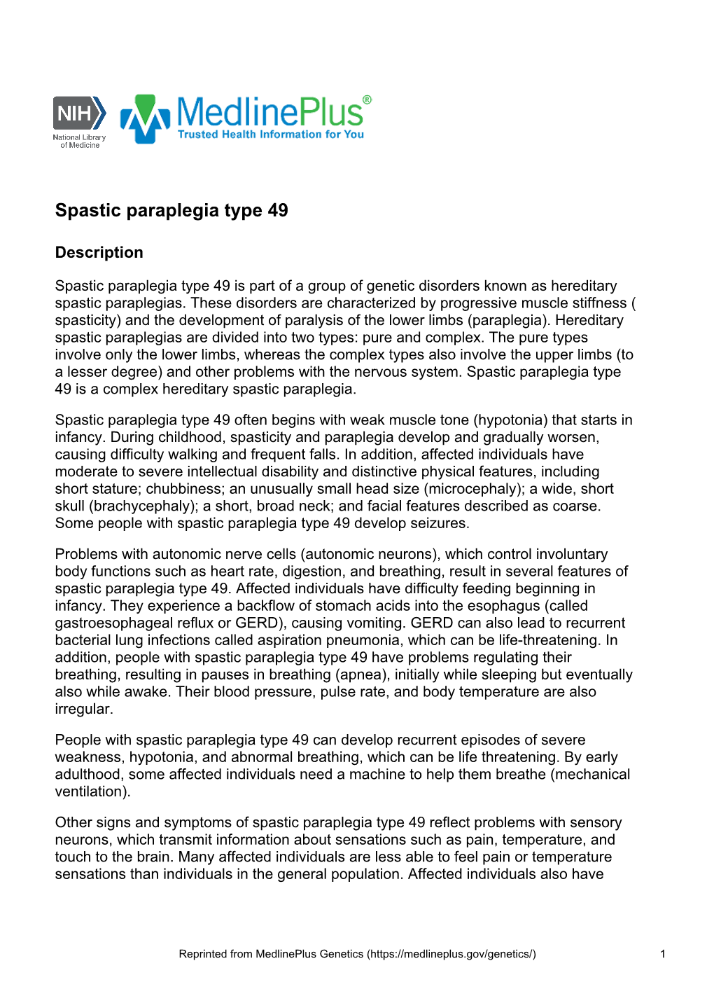 Spastic Paraplegia Type 49