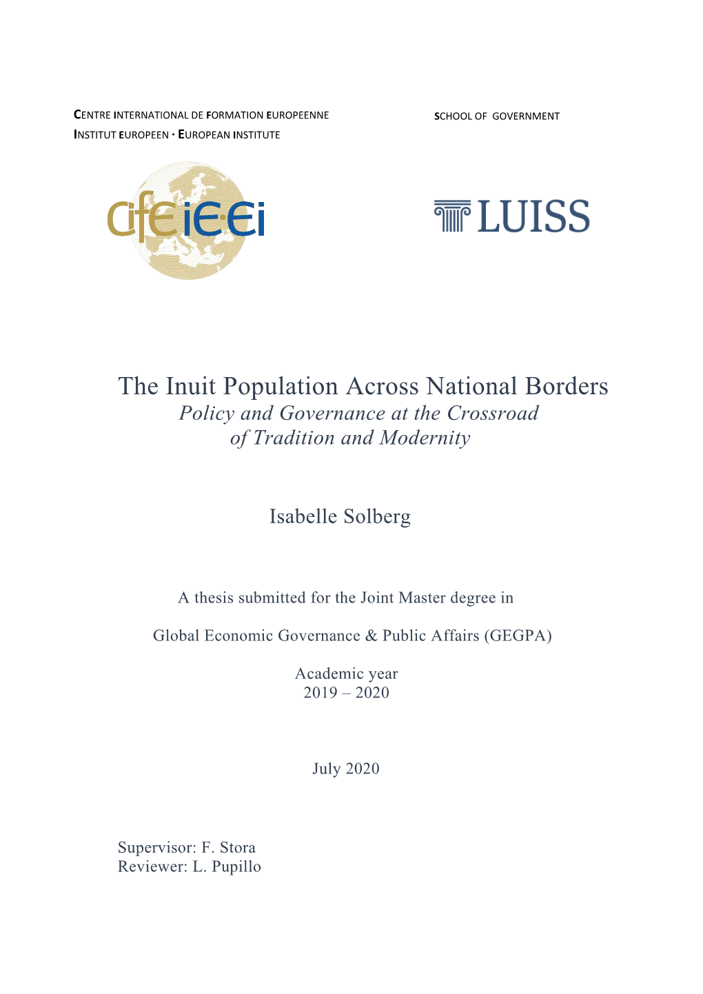 The Inuit Population Across National Borders Policy and Governance at the Crossroad of Tradition and Modernity