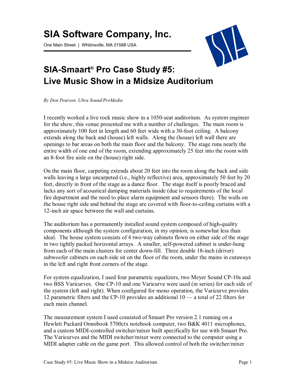 SIA-Smaart Pro Case Study #5