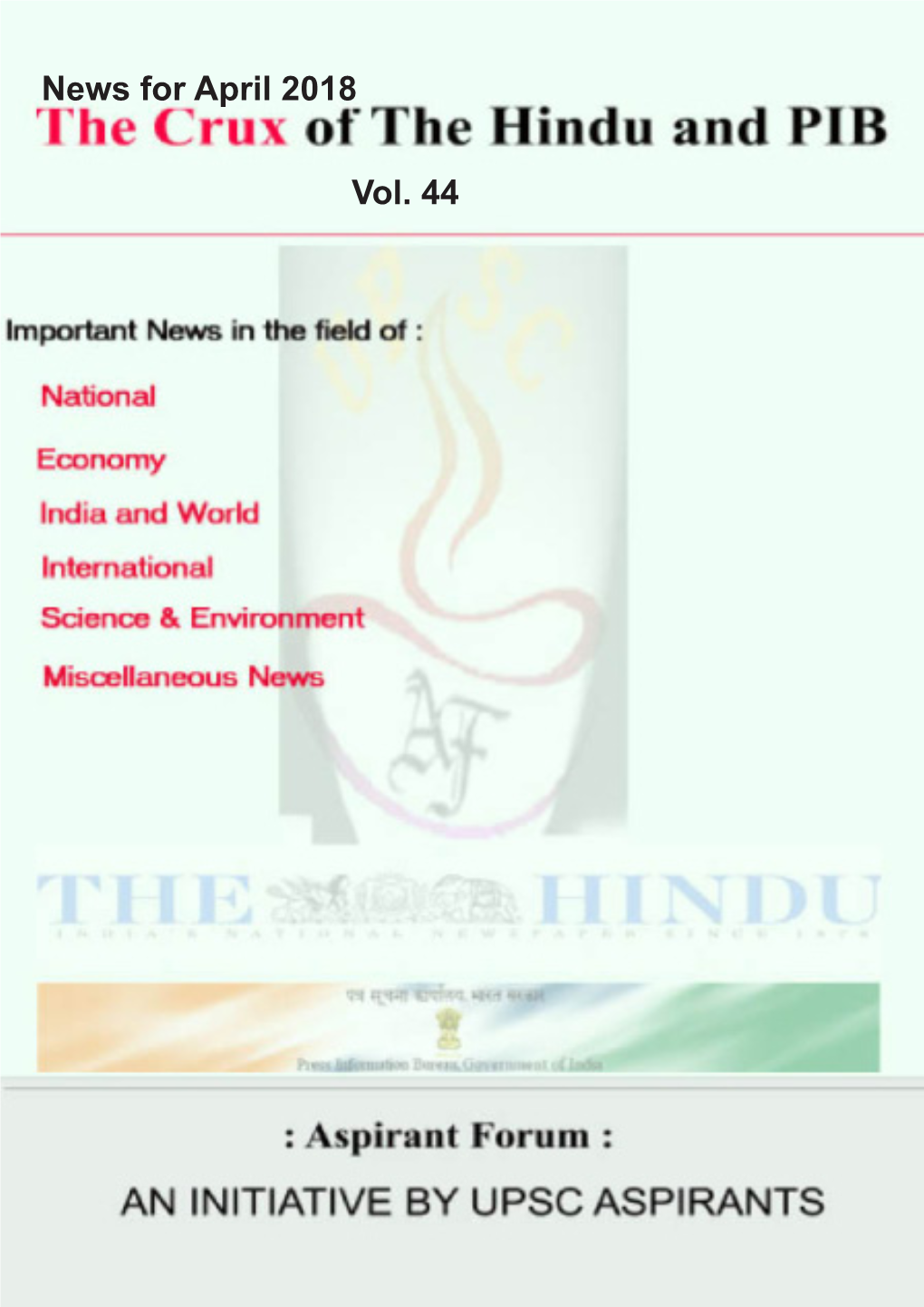 Crux of the Hindu and PIB Vol 44