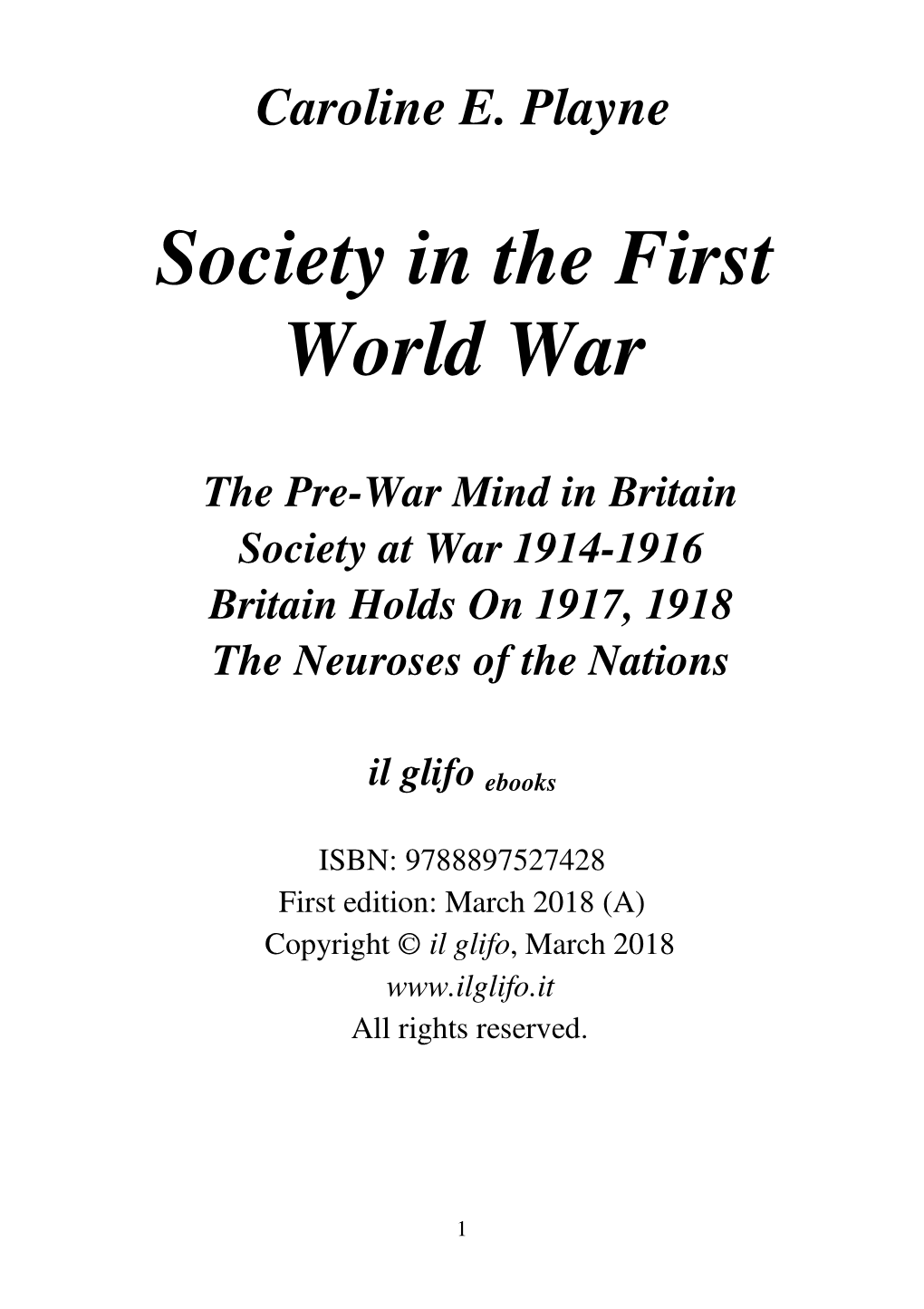 Society in the First World War