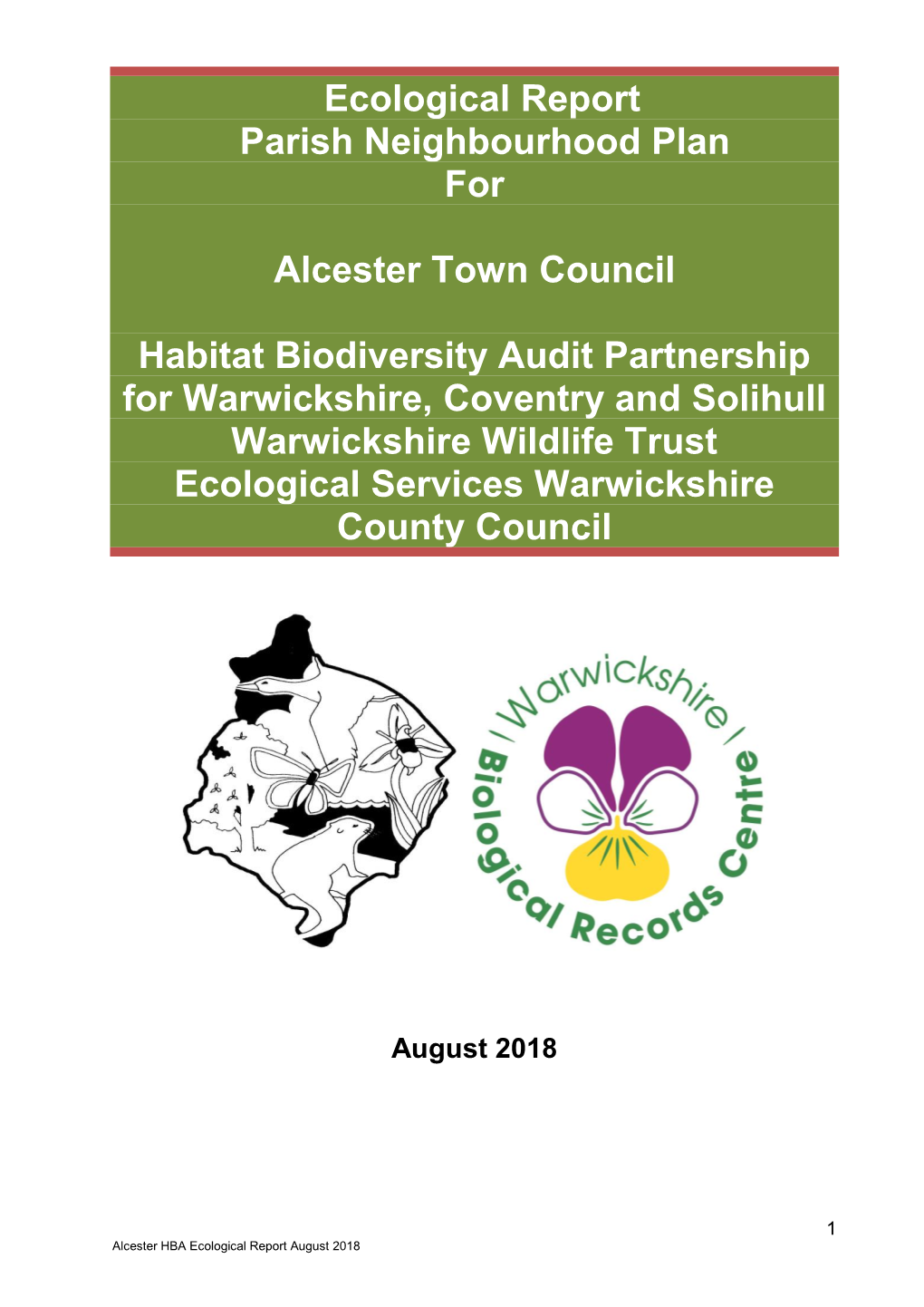 Ecological Report Parish Neighbourhood Plan for Alcester