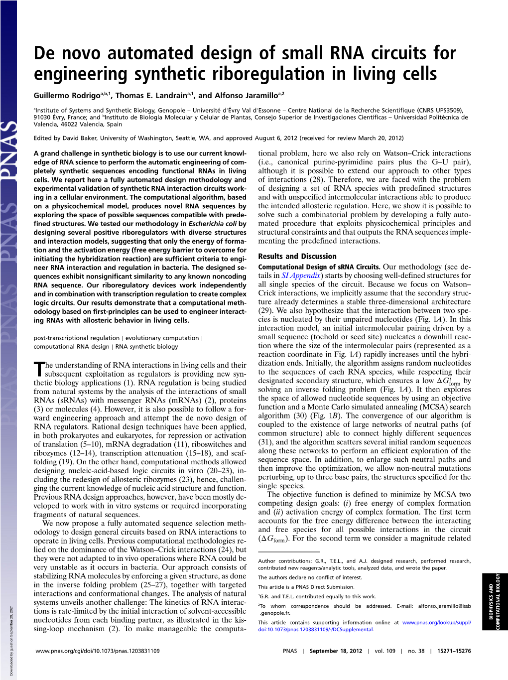 De Novo Automated Design of Small RNA Circuits for Engineering Synthetic Riboregulation in Living Cells