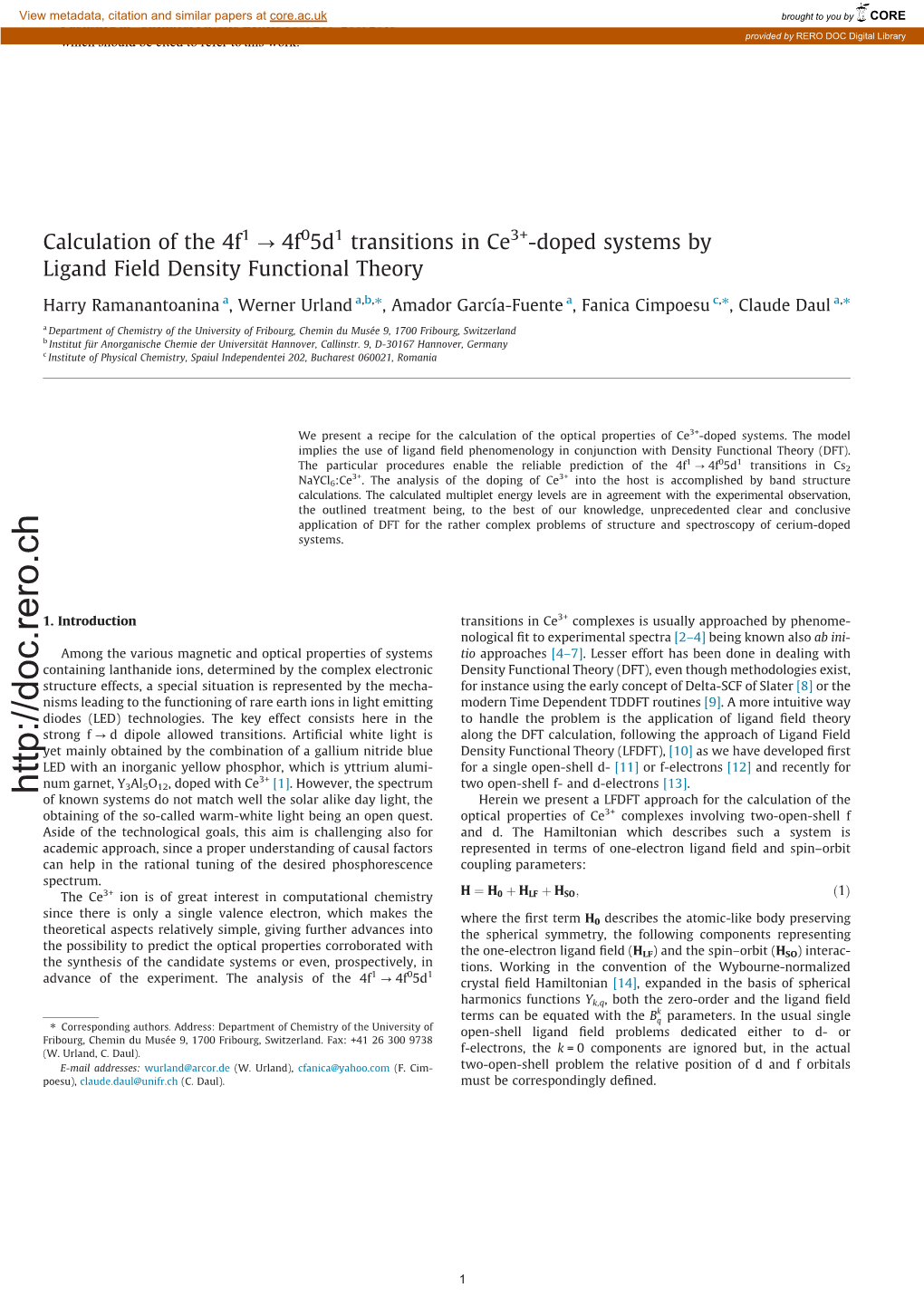 Calculation of the 4F1→4F05d1 Transitions in Ce3+-Doped Systems