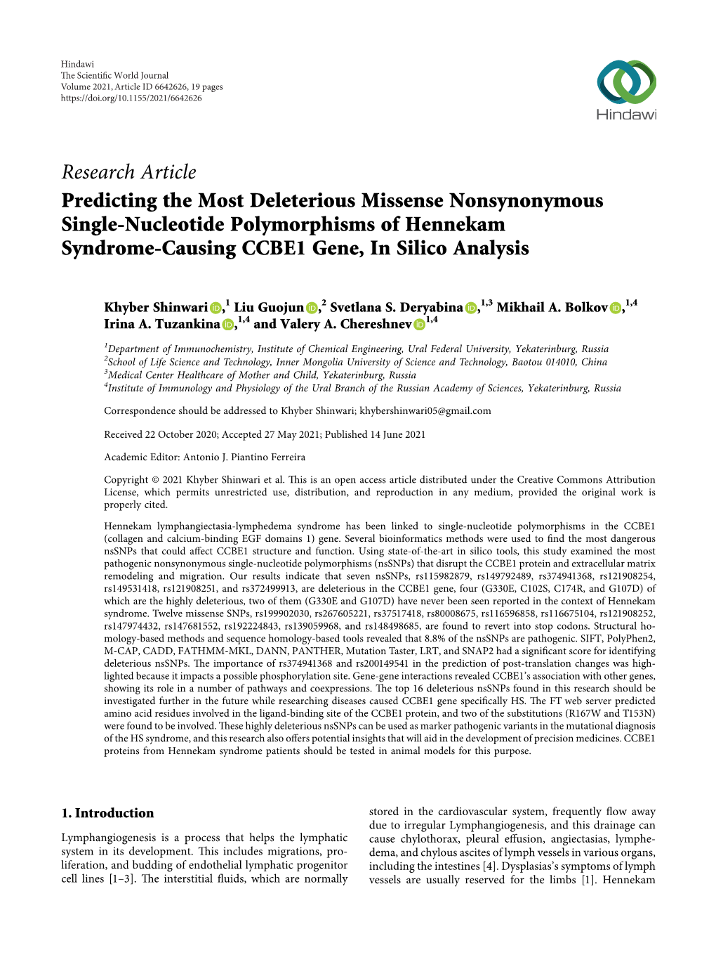 Predicting the Most Deleterious Missense Nonsynonymous Single-Nucleotide Polymorphisms of Hennekam Syndrome-Causing CCBE1 Gene, in Silico Analysis