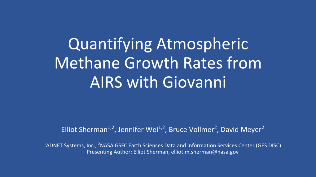 Quantifying Atmospheric Methane Growth Rates from AIRS with Giovanni