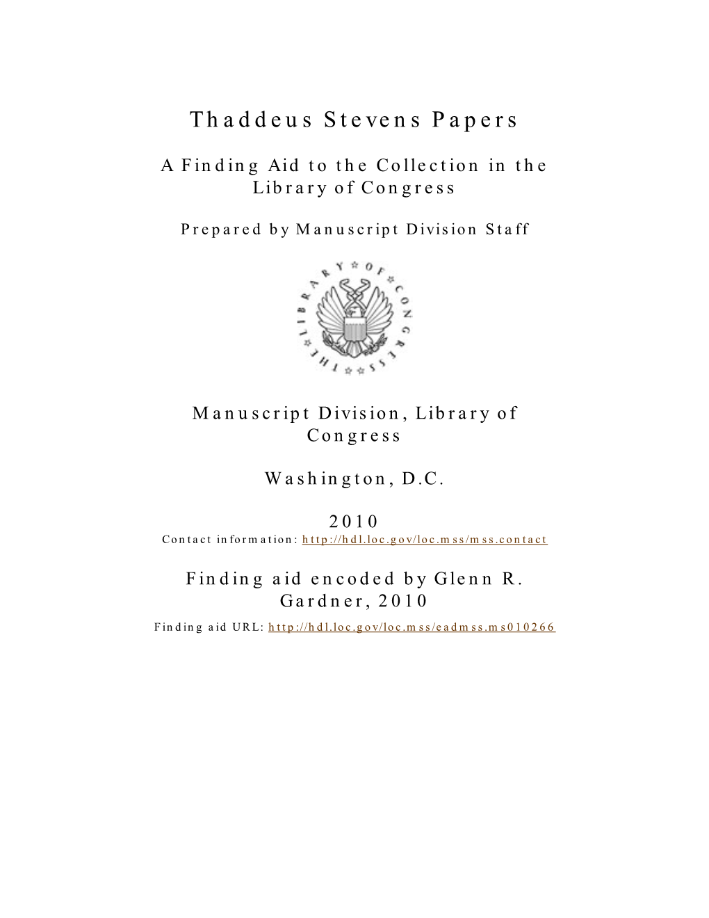 Thaddeus Stevens Papers