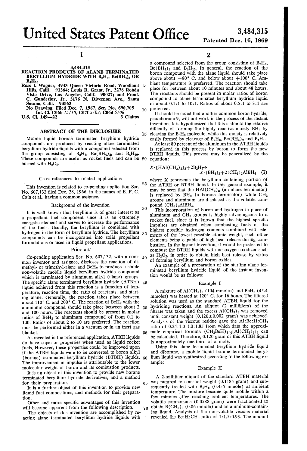 United States Patent Office Patented Dec