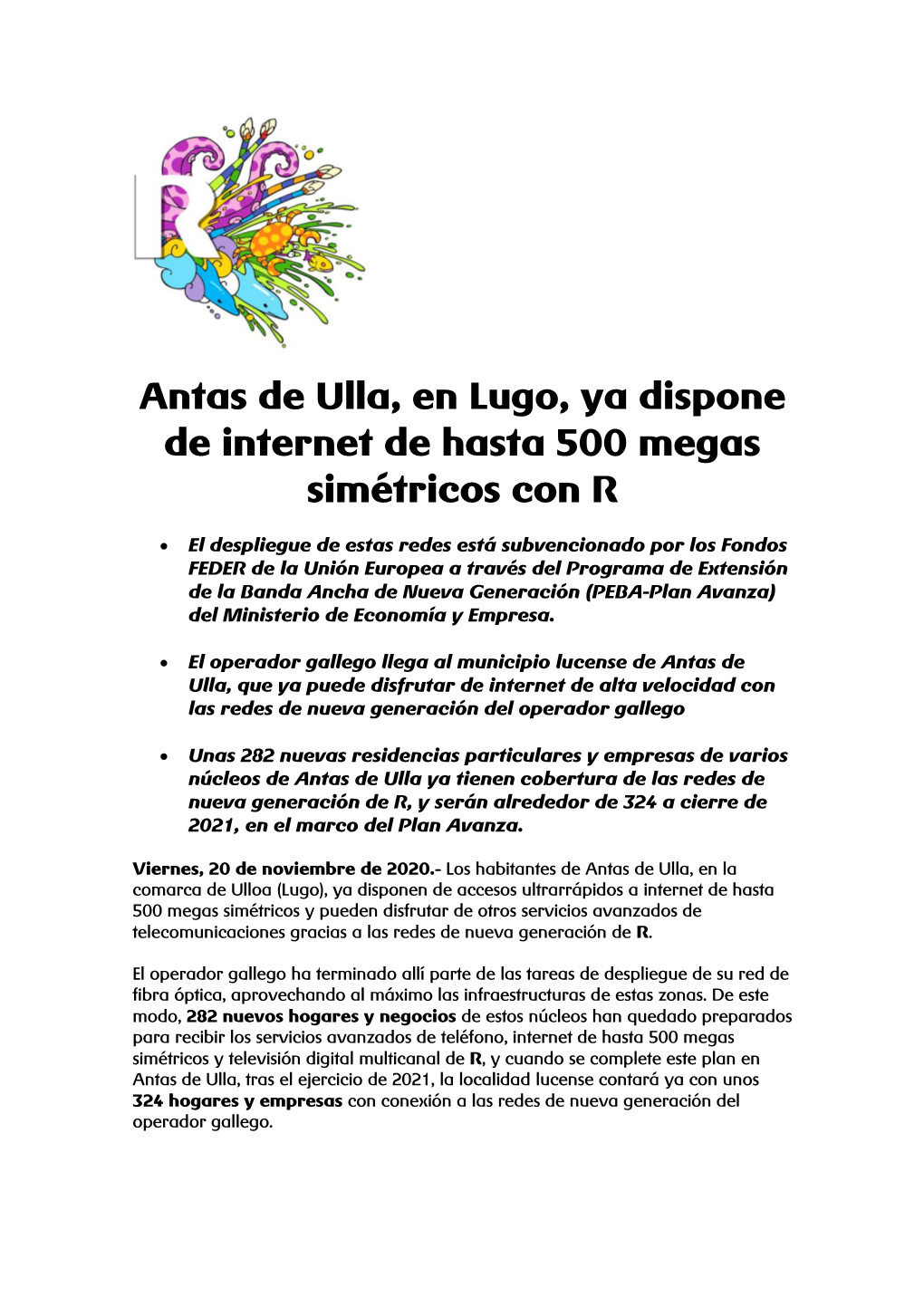 Antas De Ulla, En Lugo, Ya Dispone De Internet De Hasta 500 Megas Simétricos Con R