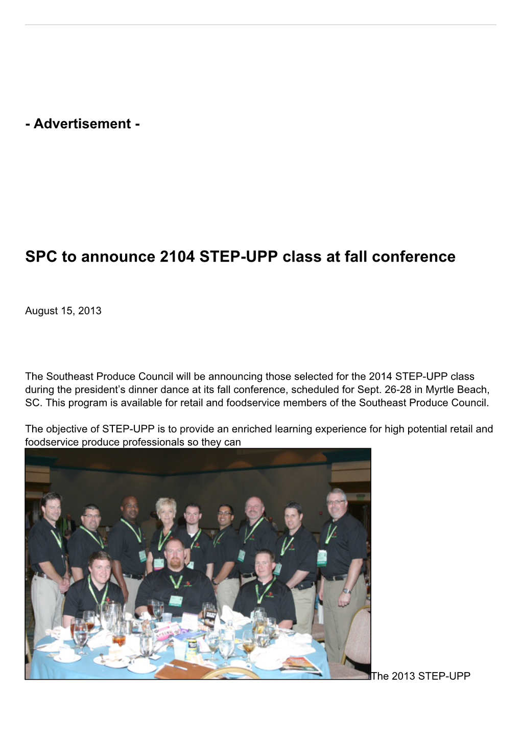 SPC to Announce 2104 STEP-UPP Class at Fall Conference