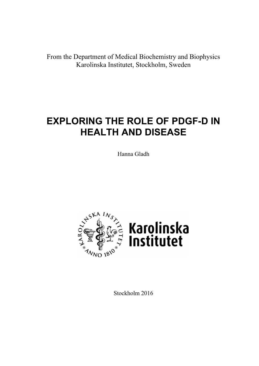 Exploring the Role of Pdgf-D in Health and Disease