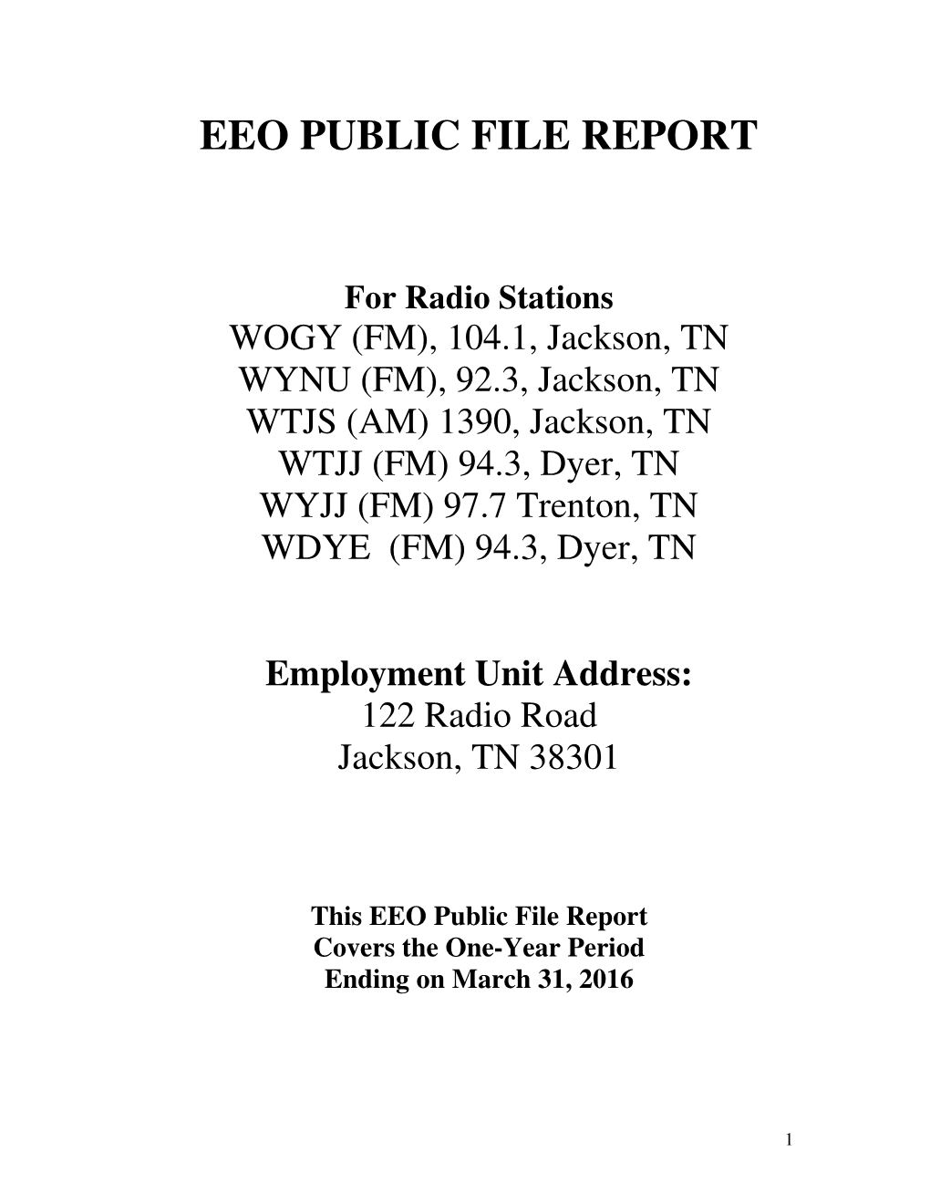 Eeo Public File Report