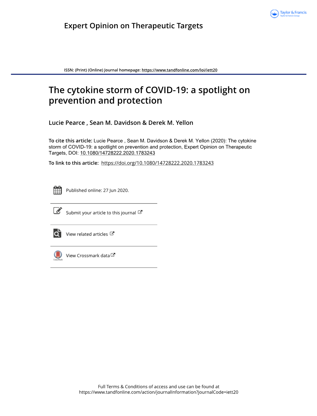 The Cytokine Storm of COVID-19: a Spotlight on Prevention and Protection