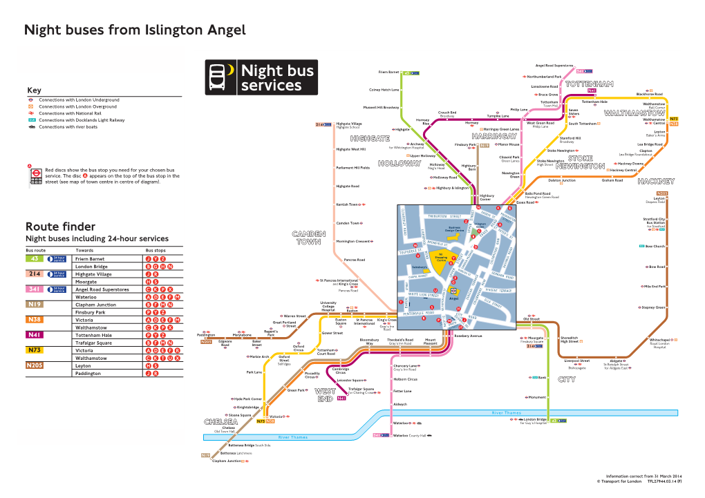 Night Buses from Islington Angel