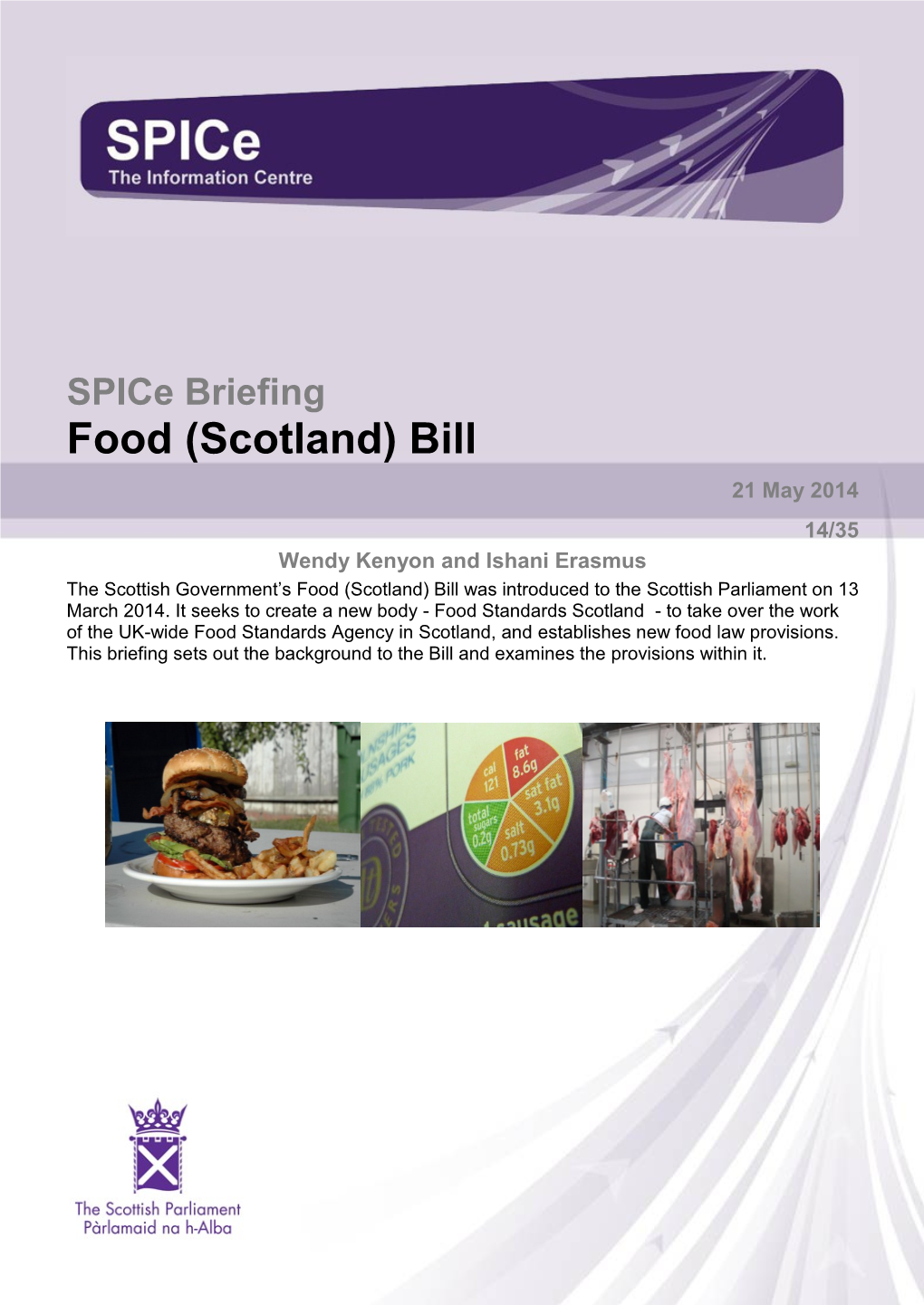 Spice Briefing: Food (Scotland) Bill