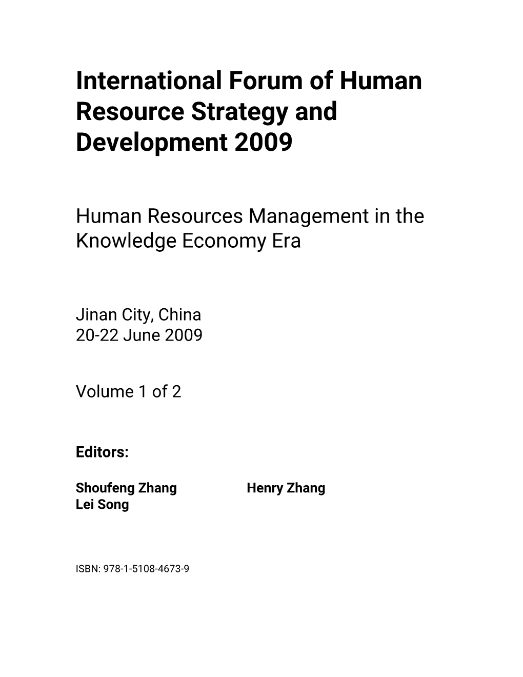 International Forum of Human Resource Strategy And