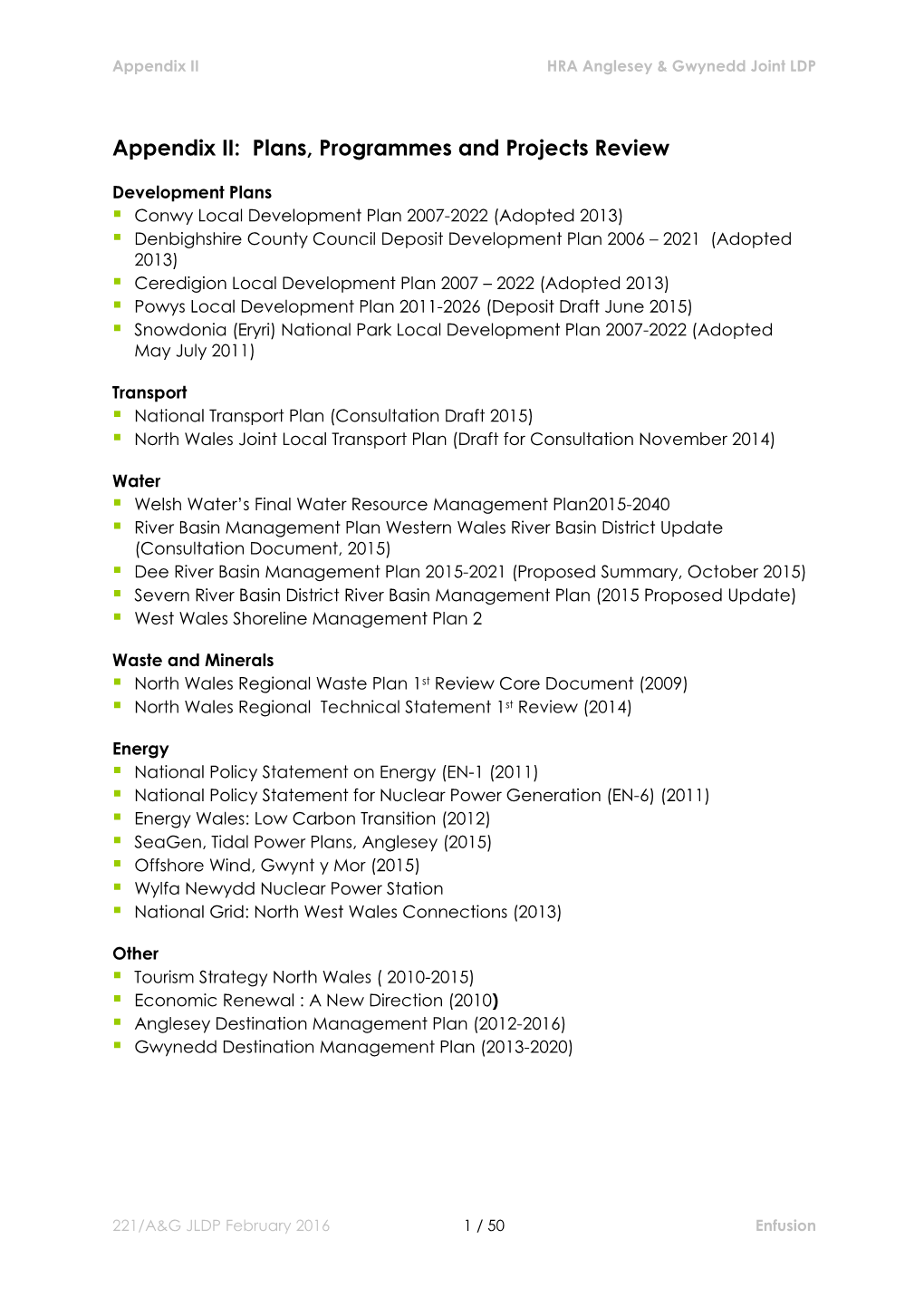 Appendix II HRA Anglesey & Gwynedd Joint LDP