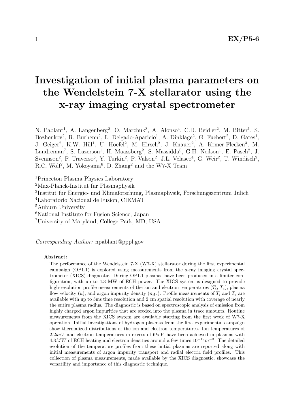 Investigation of Initial Plasma Parameters on the Wendelstein 7-X Stellarator Using the X-Ray Imaging Crystal Spectrometer