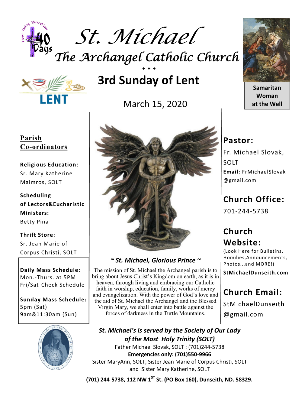 St. Michael the Archangel Catholic Church + + + 3Rd Sunday of Lent Samaritan