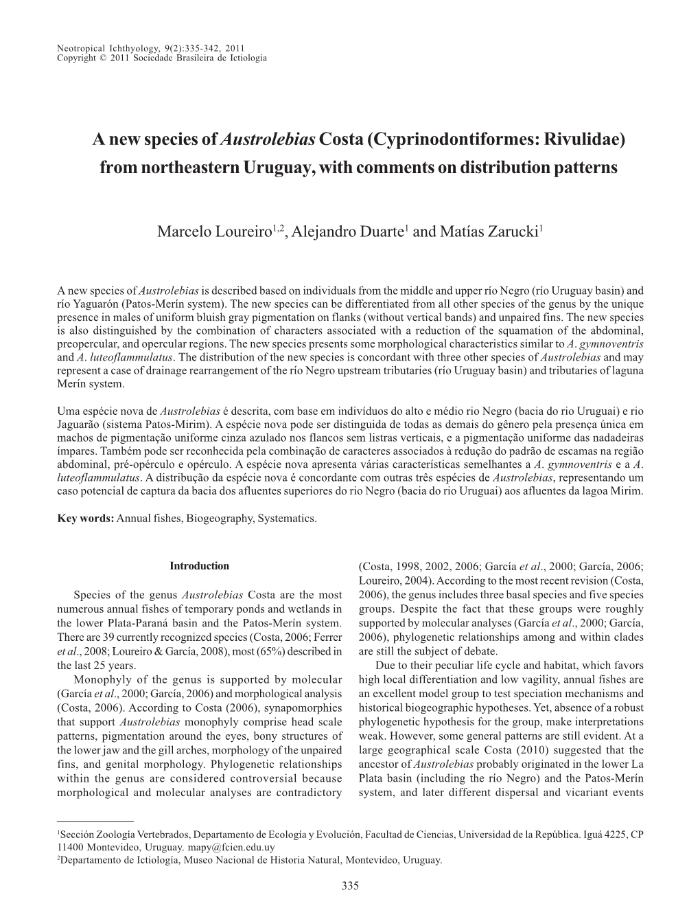 Cyprinodontiformes: Rivulidae) from Northeastern Uruguay, with Comments on Distribution Patterns