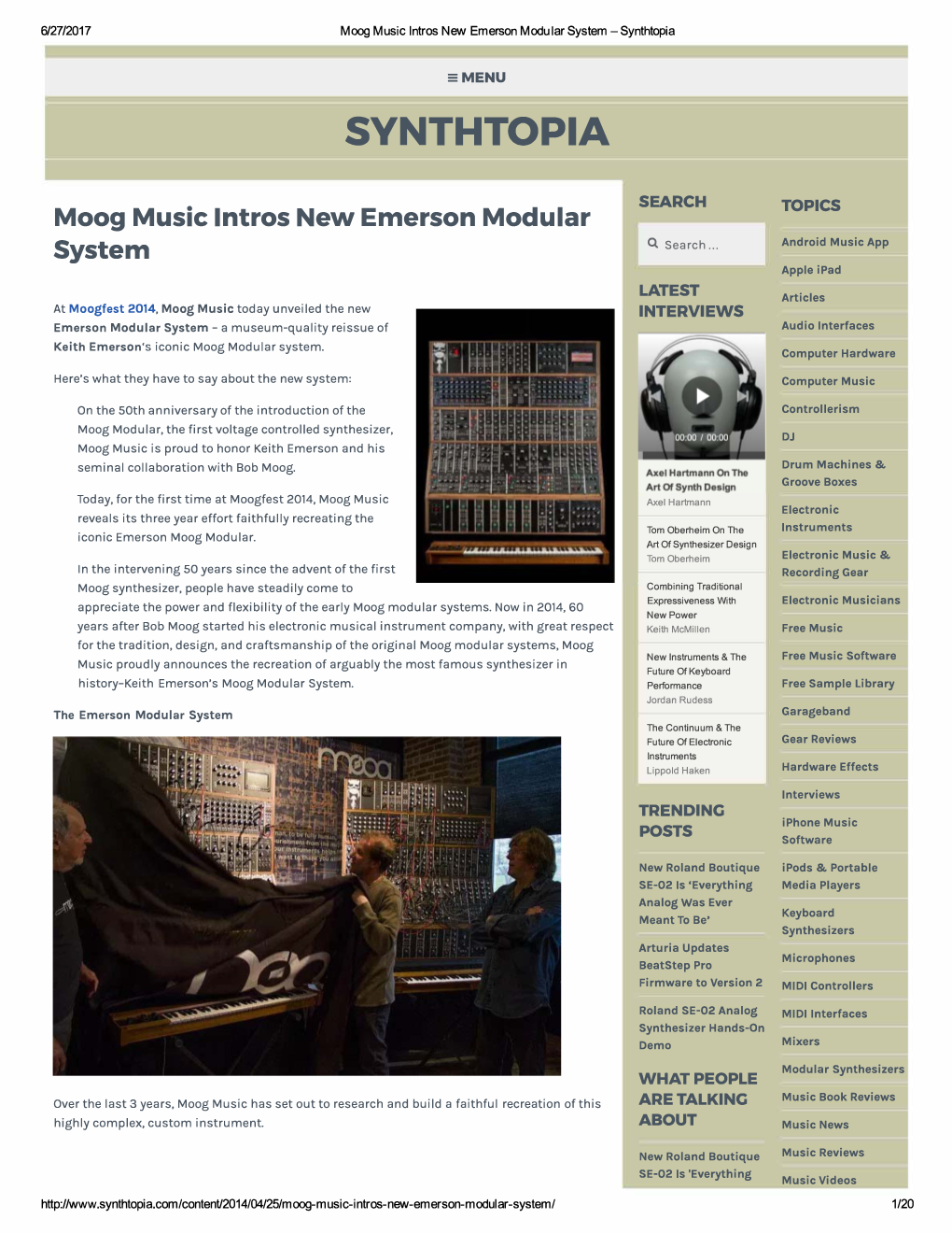 Moog Music Intros New Emerson Modular System – Synthtopia