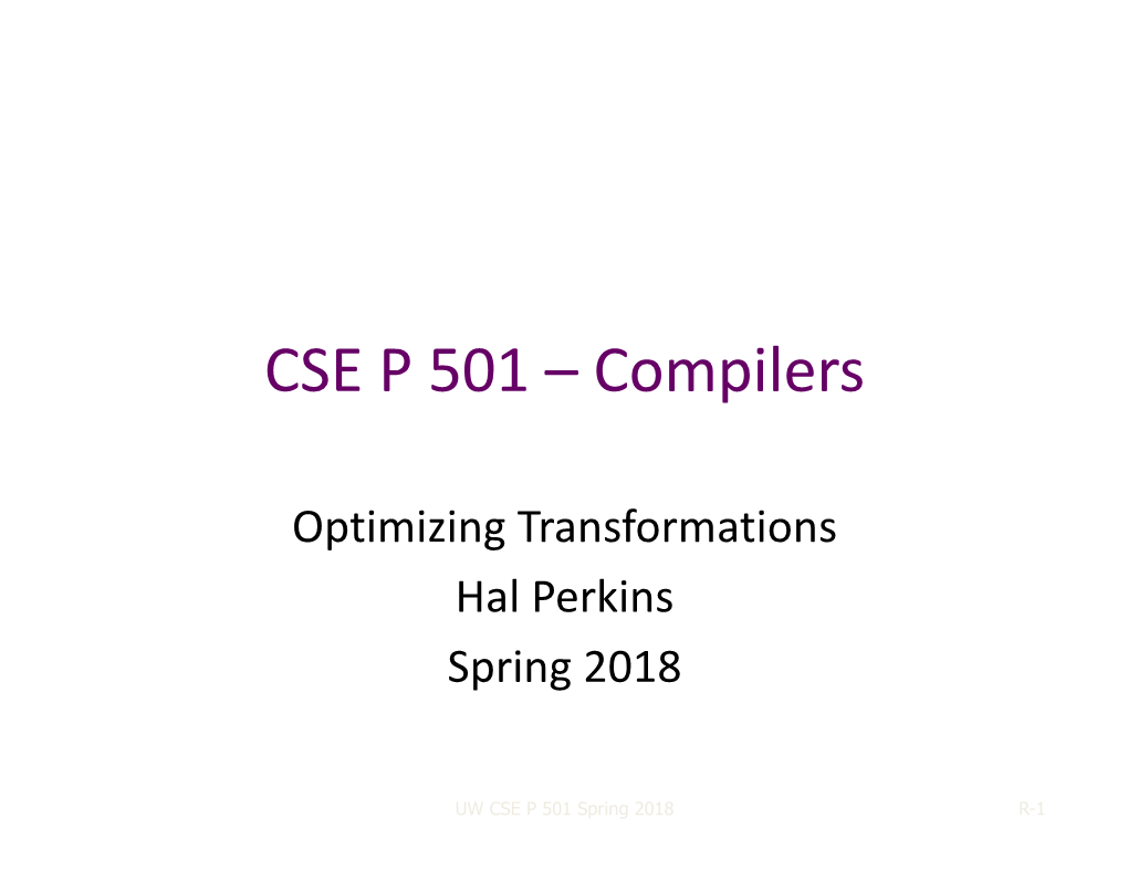 CSE P 501 – Compilers