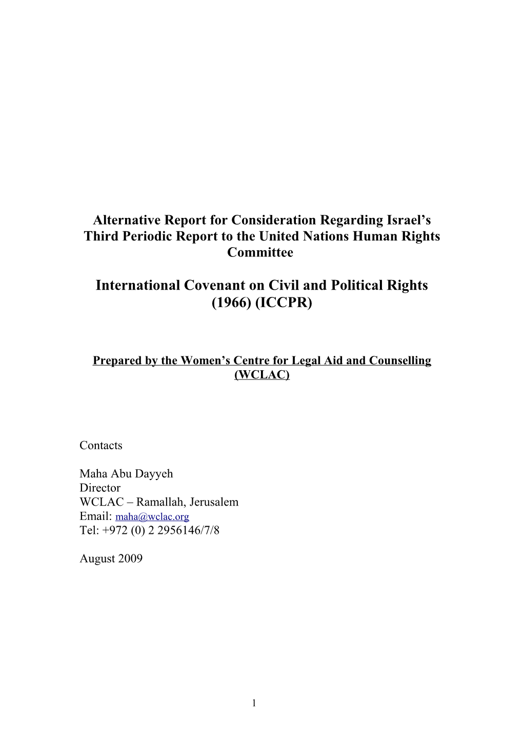 Report for the Field Mission of the Special Committee to Investigate Israeli Practices