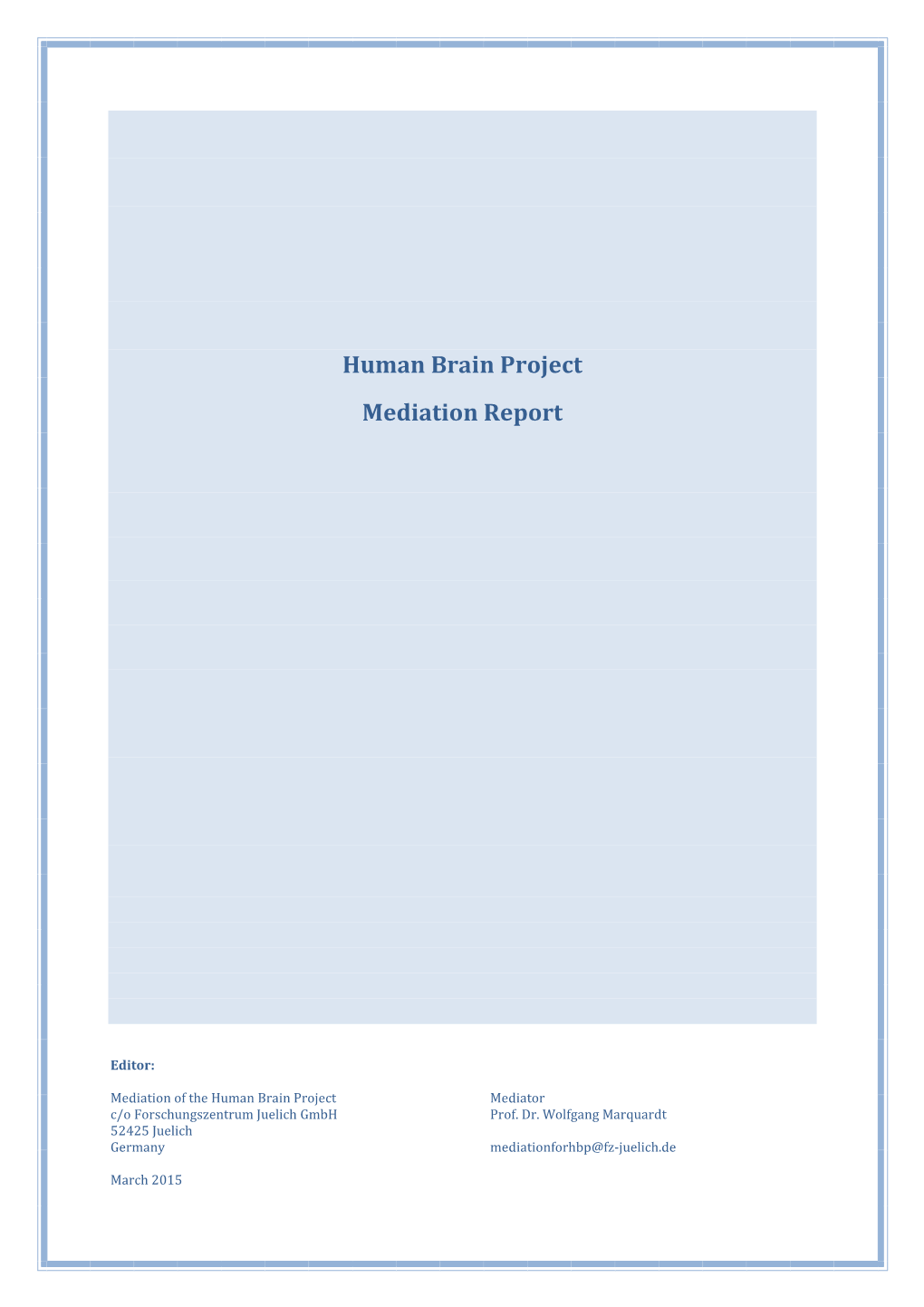 Human Brain Project Mediation Report