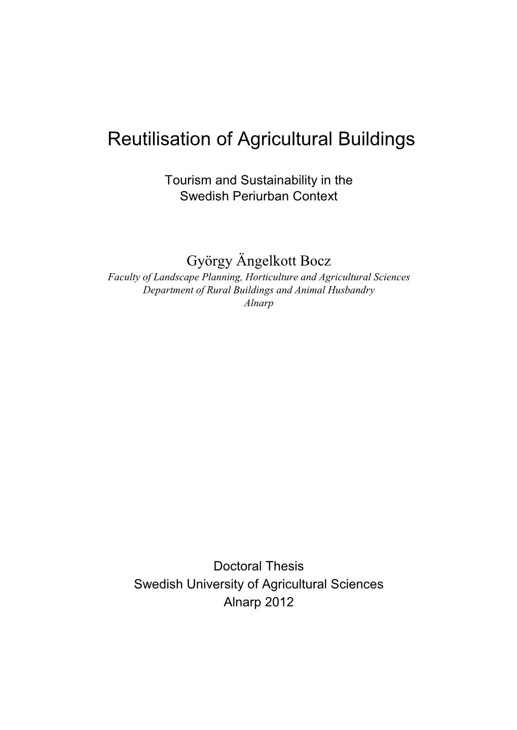 Reutilisation of Agricultural Buildings