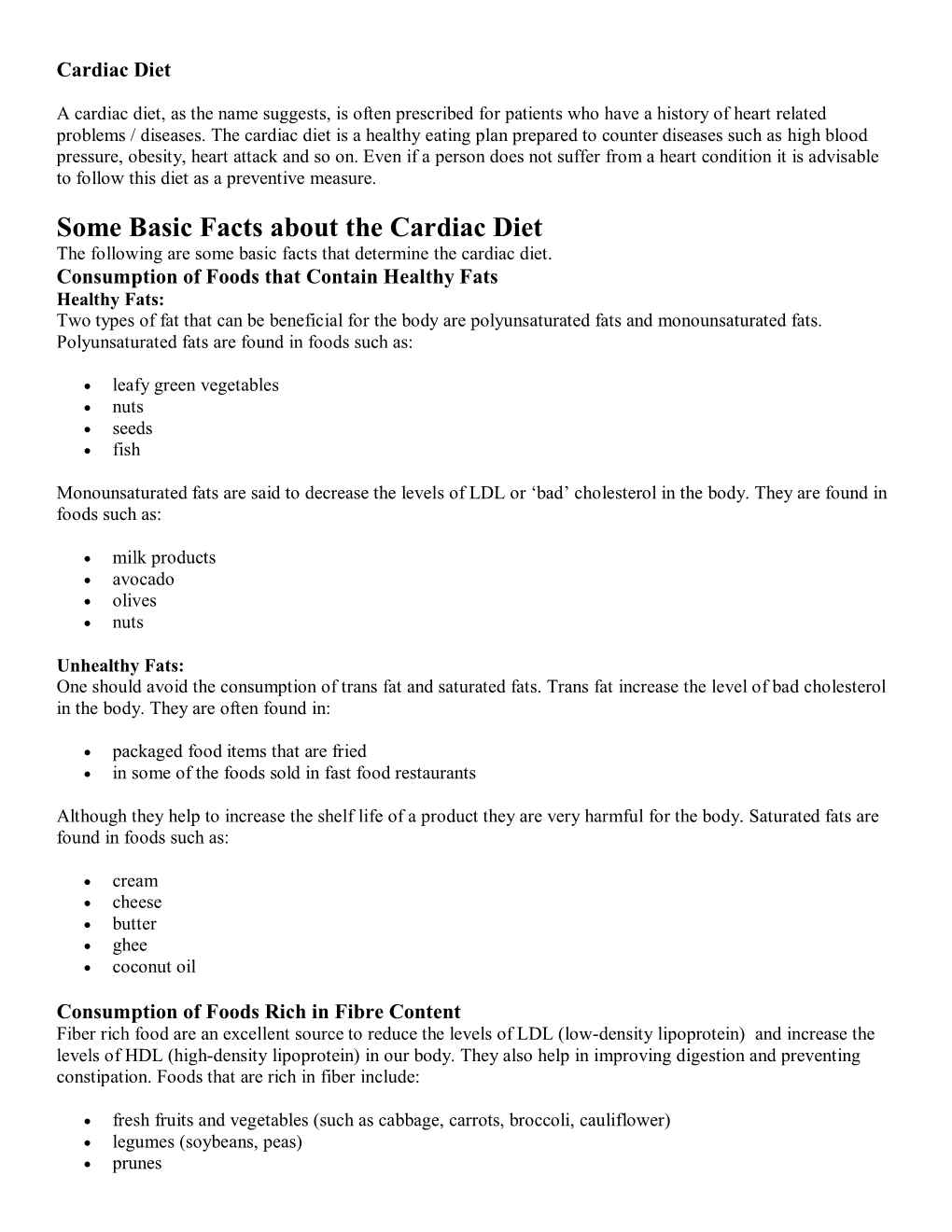 Cardiac Diet