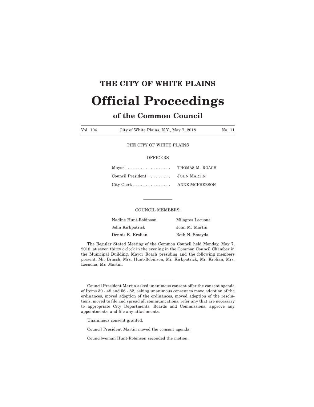 Official Proceedings of the Common Council