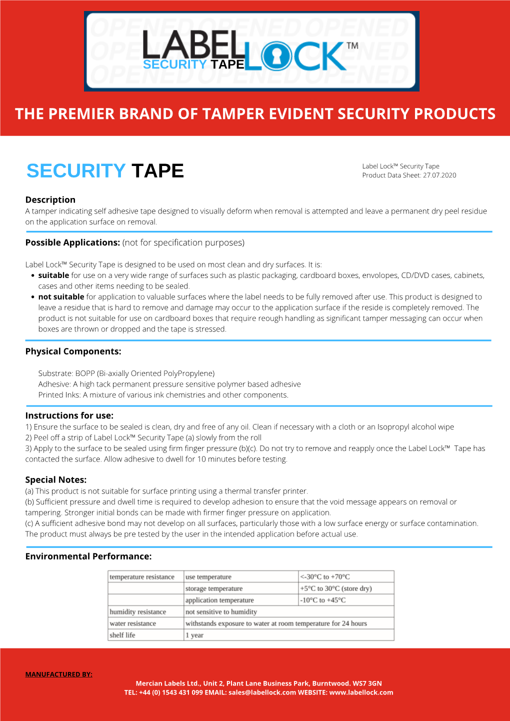 Label Lock Security Tape