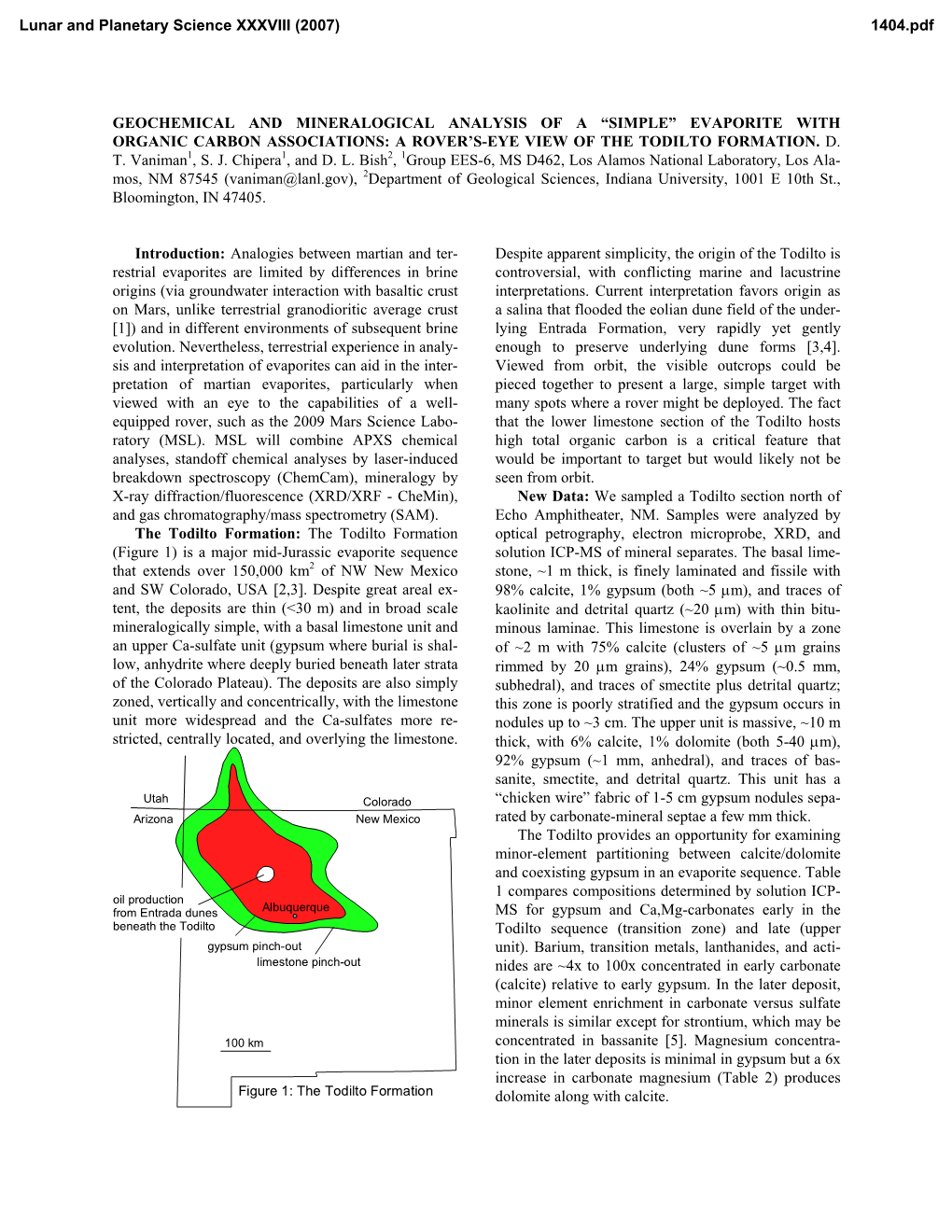 Evaporite with Organic Carbon Associations: a Rover’S-Eye View of the Todilto Formation