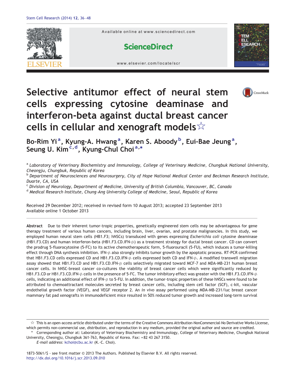 Selective Antitumor Effect of Neural Stem Cells Expressing Cytosine