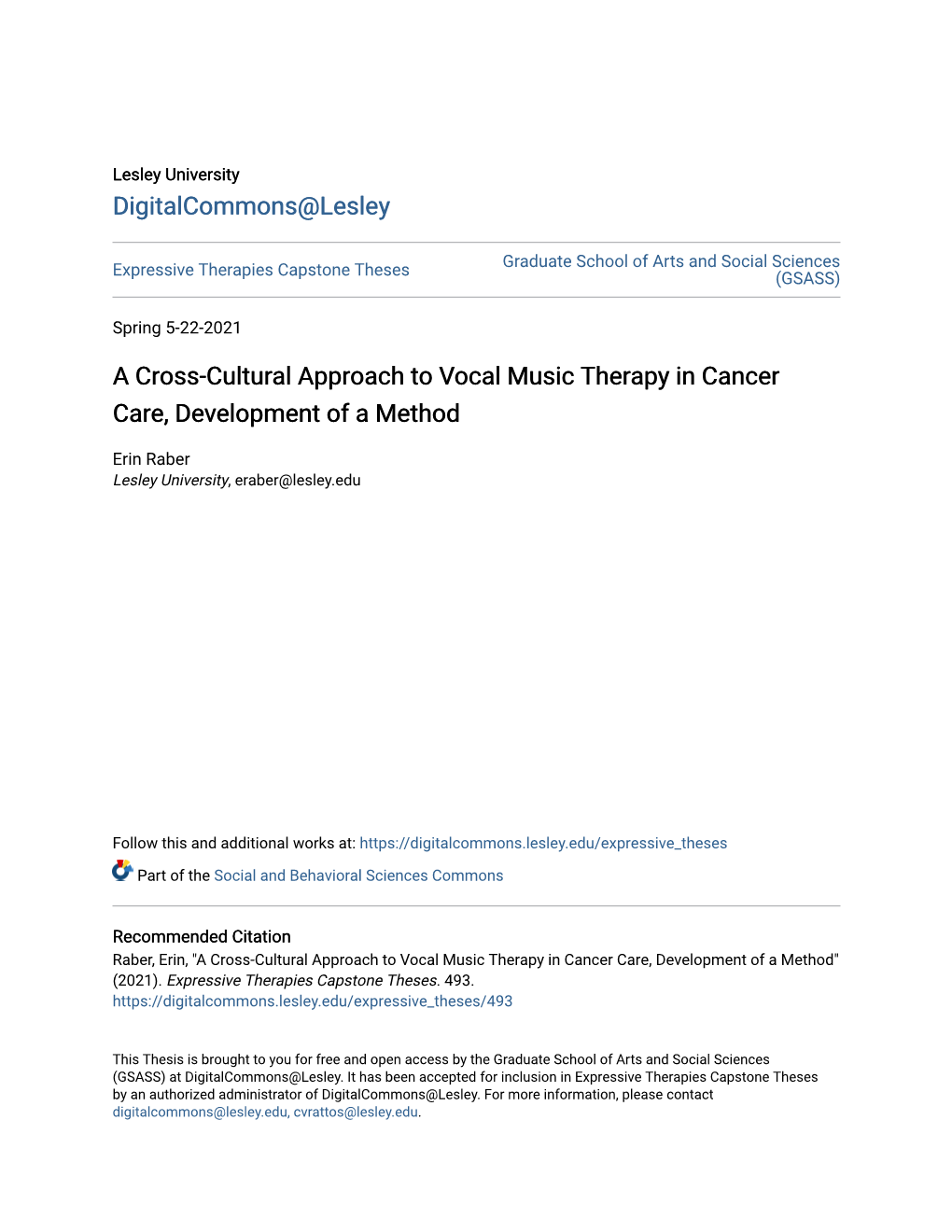 A Cross-Cultural Approach to Vocal Music Therapy in Cancer Care, Development of a Method